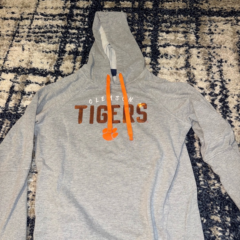 Clemson Tigers Gray Hoodie with Orange Accents